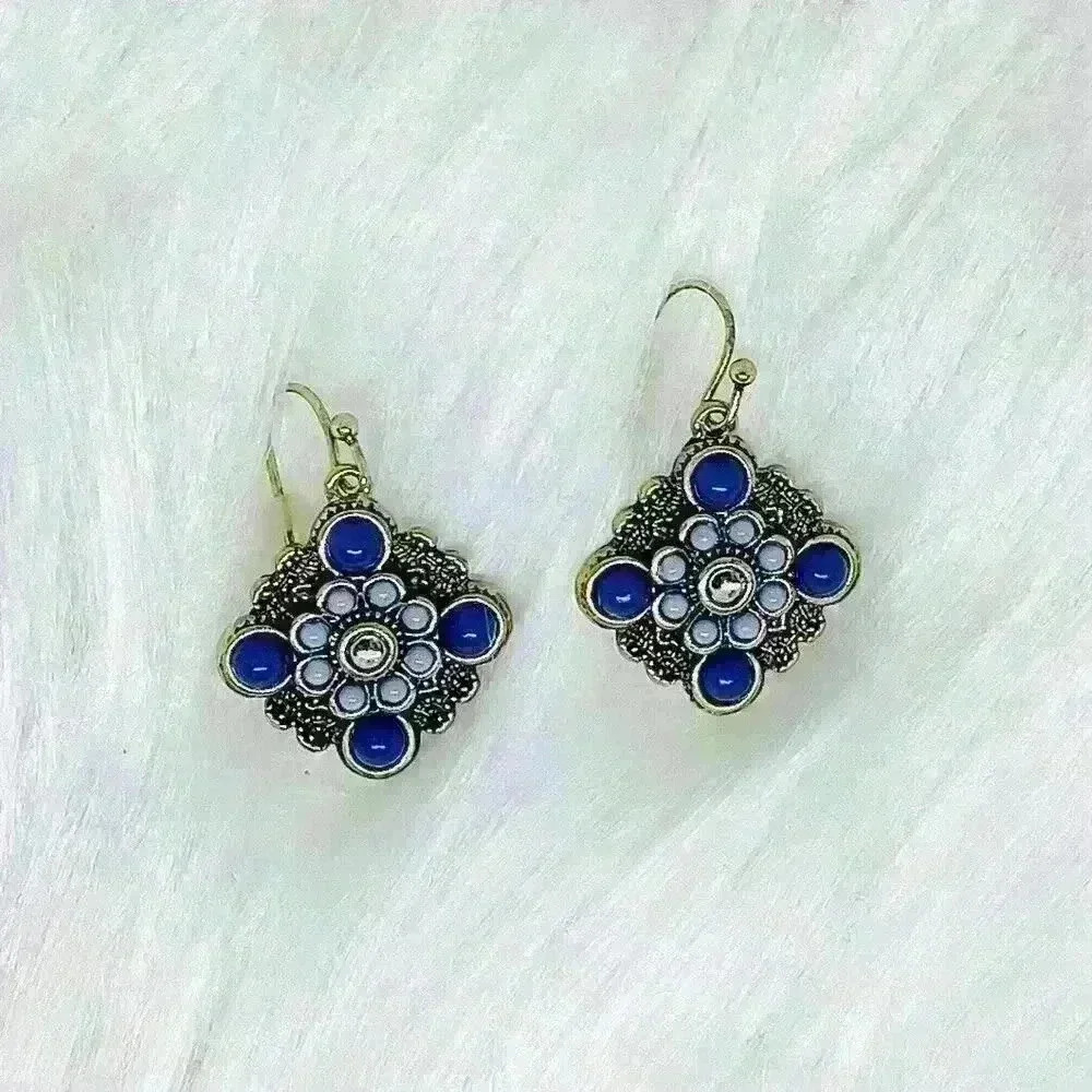 Vintage Boho Shades of Blue Statement earrings